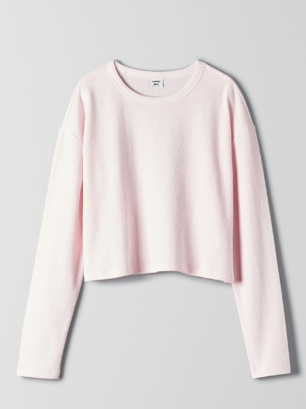 Sunday Best waffle-knit long sleeve tee in light pink size large